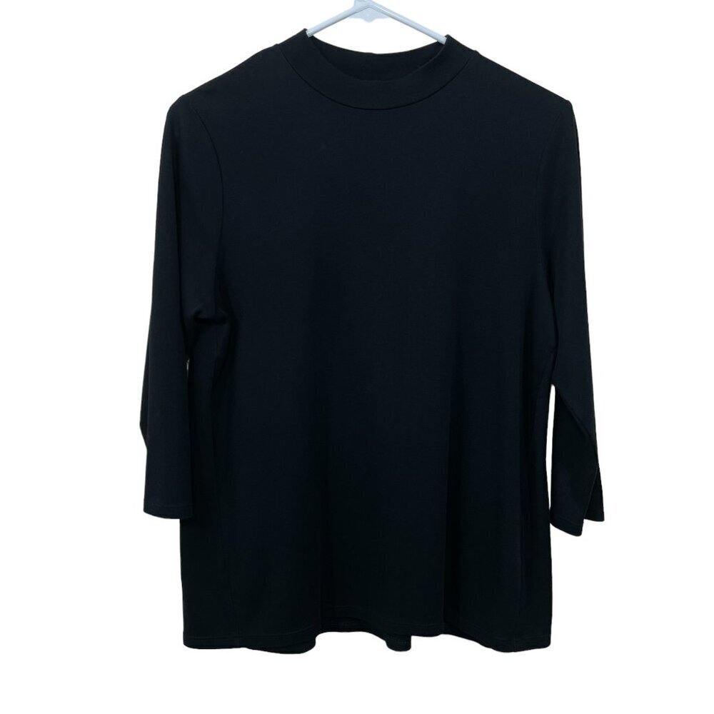 J. Jill Size S 3/4 Sleeve Black Basic Top Stretch Cotton Modal Blend‎